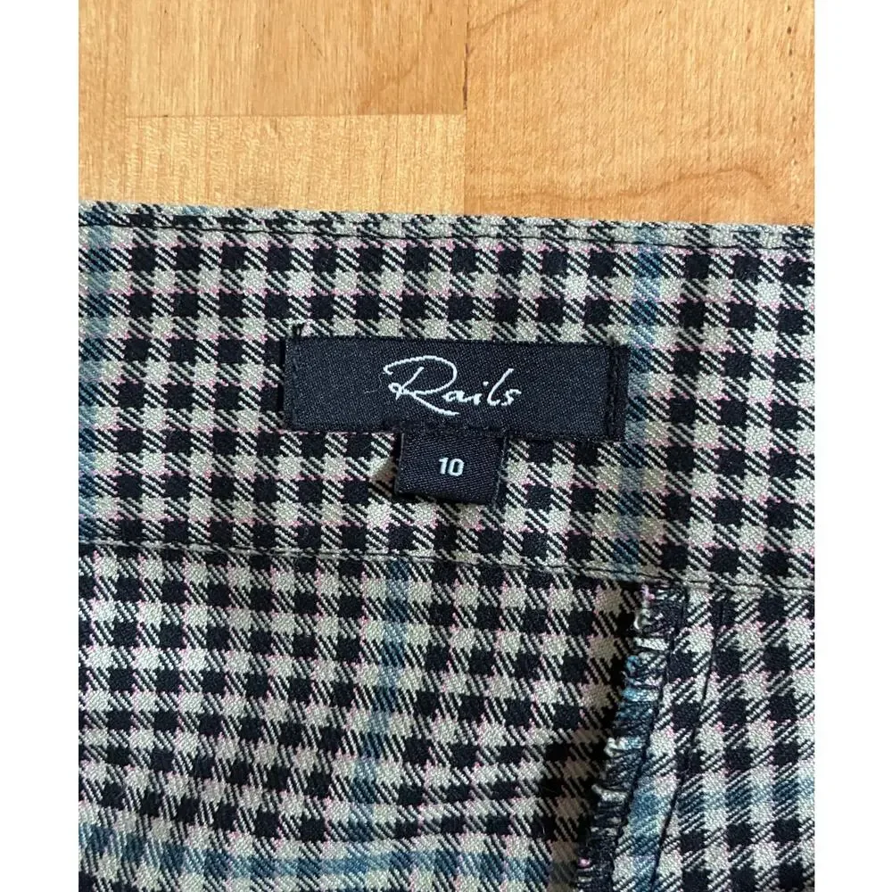 Rails Adriana Micro Check Plaid Mini Wrap Skirt, Size 10